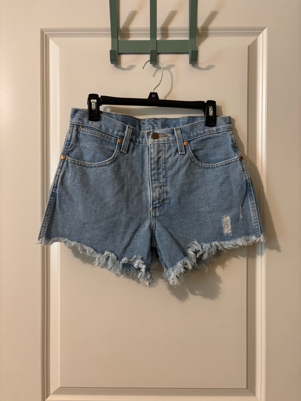 Wrangler Light Blue Reworked Denim Jean Shorts